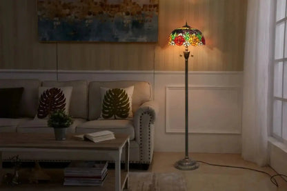 Dia40cm Art Stained Glass Rose Lampshade Tiffany Glass Floor Lamp Classical Tiffany Lamp