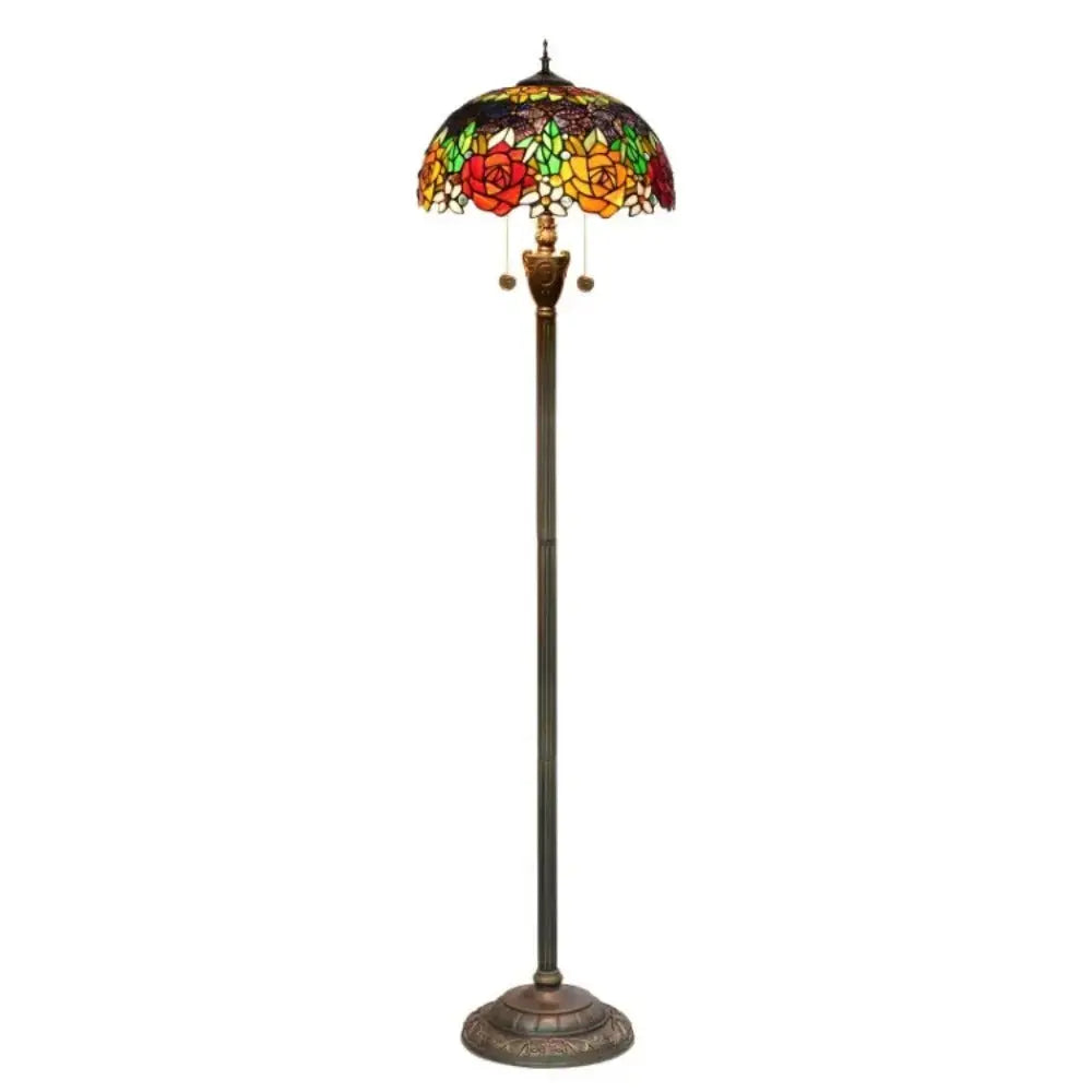 Dia40cm Art Stained Glass Rose Lampshade Tiffany Glass Floor Lamp Classical Tiffany Lamp