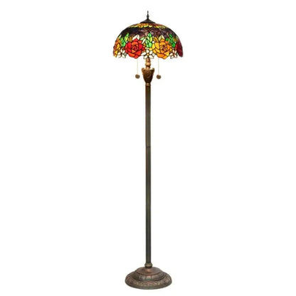 Dia40cm Art Stained Glass Rose Lampshade Tiffany Glass Floor Lamp Classical Tiffany Lamp