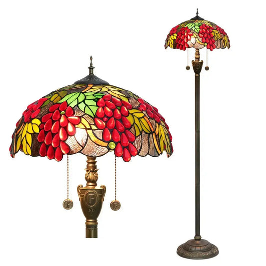 Dia40cm Handmade Harvest Grape Stained Glass Lampshade Tiffany Style Floor Lamps Classical Tiffany Lamp