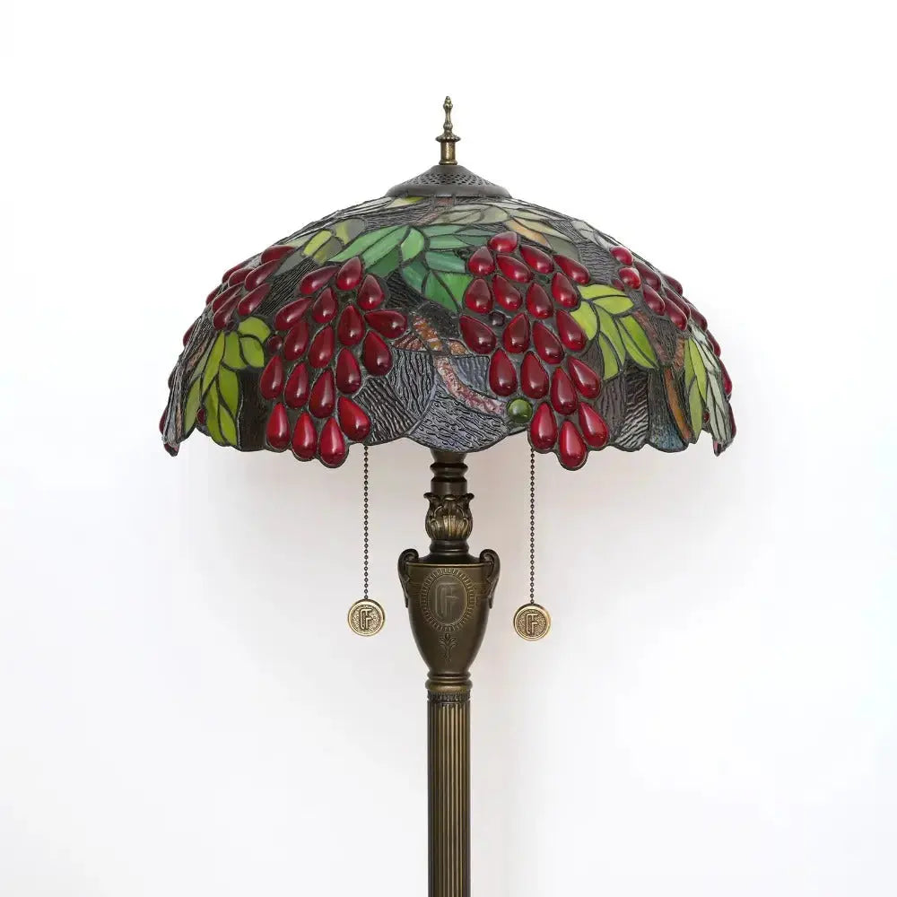 Dia40cm Handmade Harvest Grape Stained Glass Lampshade Tiffany Style Floor Lamps Classical Tiffany Lamp