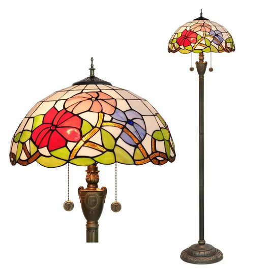 Dia40cm Handmade Morning Glory Art Tiffany Stained Glass Floor Lamp Classical Tiffany Lamp