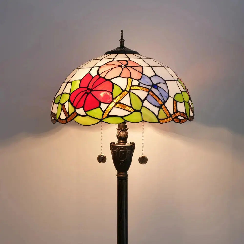 Dia40cm Handmade Morning Glory Art Tiffany Stained Glass Floor Lamp Classical Tiffany Lamp