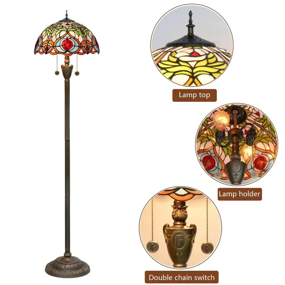 Dia40cm Luxury Stained Glass Love Peach Art Lampshade Tiffany Floor Lamp Classical Tiffany Lamp