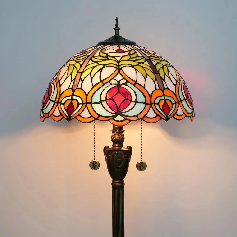 Dia40cm Luxury Stained Glass Love Peach Art Lampshade Tiffany Floor Lamp Classical Tiffany Lamp