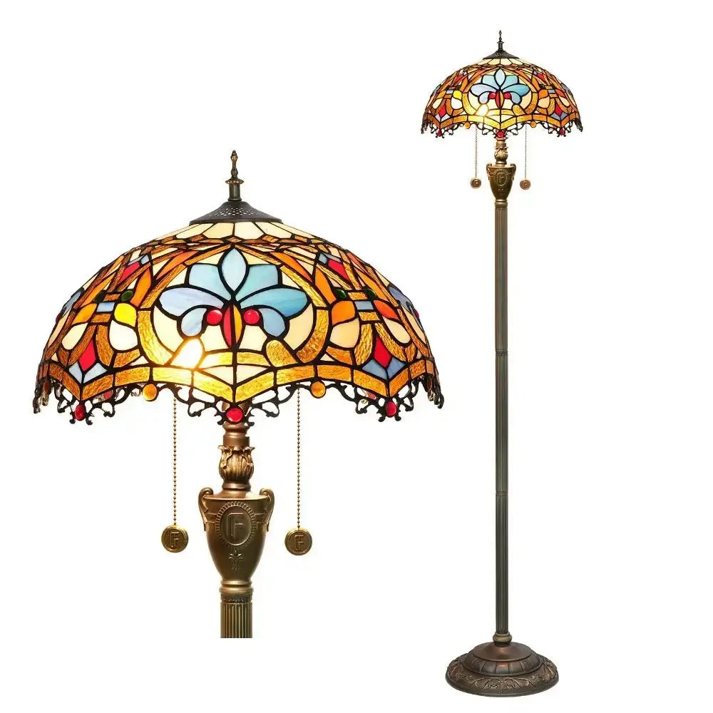 Dia40cm Art Baroque Lampshade Vintage Stained Glass Tiffany Floor Lamps Classical Tiffany Lamp