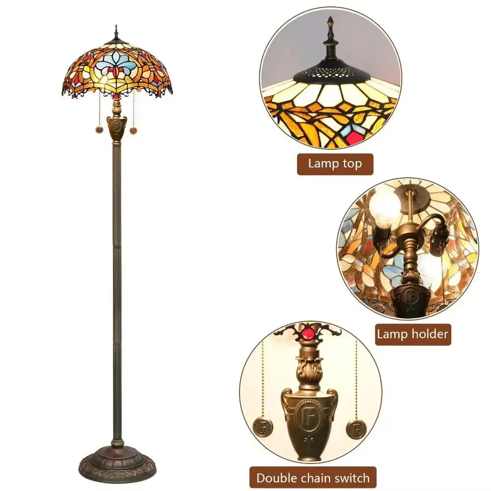 Dia40cm Art Baroque Lampshade Vintage Stained Glass Tiffany Floor Lamps Classical Tiffany Lamp
