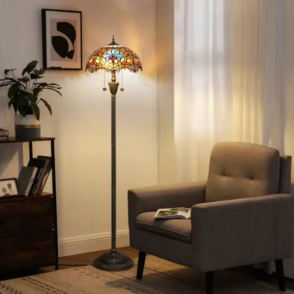 Dia40cm Art Baroque Lampshade Vintage Stained Glass Tiffany Floor Lamps Classical Tiffany Lamp