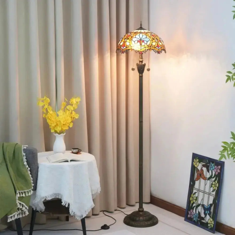 Dia40cm Art Baroque Lampshade Vintage Stained Glass Tiffany Floor Lamps Classical Tiffany Lamp