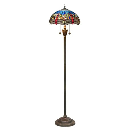Dia40cm Stained Glass Blue Lampshade Tiffany Dragonfly Floor Lamp Classical Tiffany Lamp