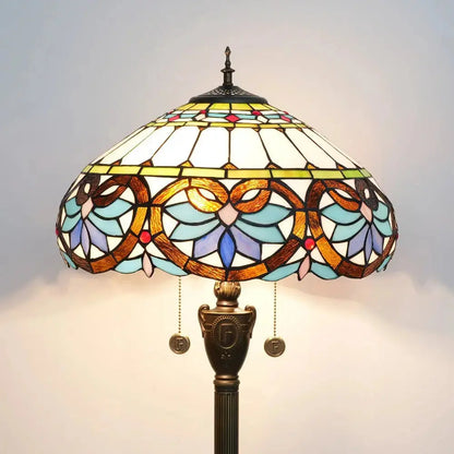 Dia40cm Stained Glass Blue Love Lampshade Handmade Vintage Tiffany Floor Lamp Classical Tiffany Lamp