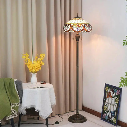 Dia40cm Stained Glass Blue Love Lampshade Handmade Vintage Tiffany Floor Lamp Classical Tiffany Lamp
