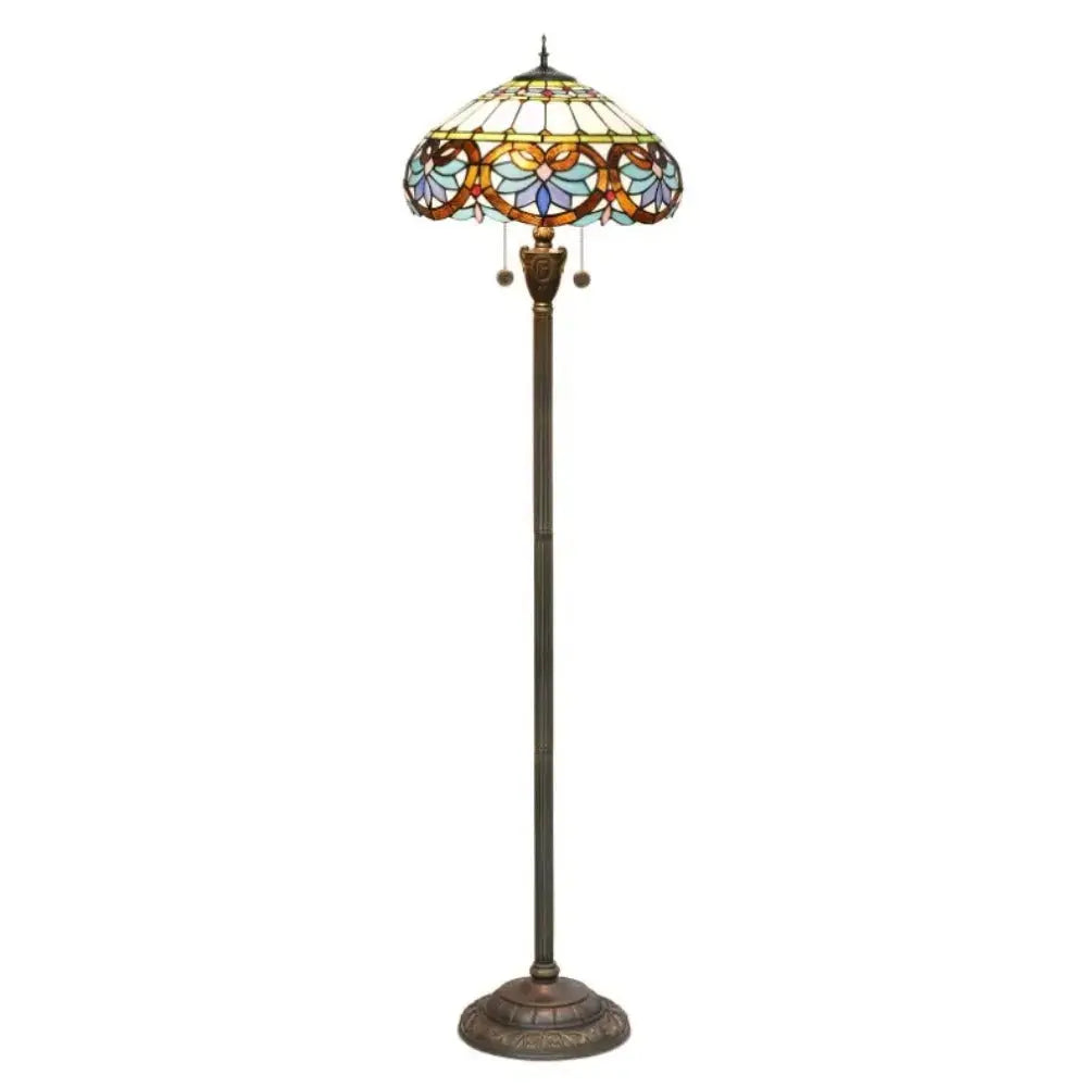 Dia40cm Stained Glass Blue Love Lampshade Handmade Vintage Tiffany Floor Lamp Classical Tiffany Lamp