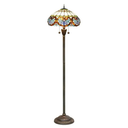 Dia40cm Stained Glass Blue Love Lampshade Handmade Vintage Tiffany Floor Lamp Classical Tiffany Lamp