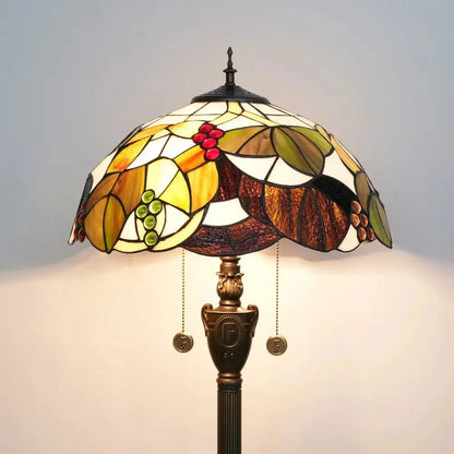 Dia40cm Stained Glass Brown Grape Lampshade Tiffany Floor Lamps for Living Room Classical Tiffany Lamp