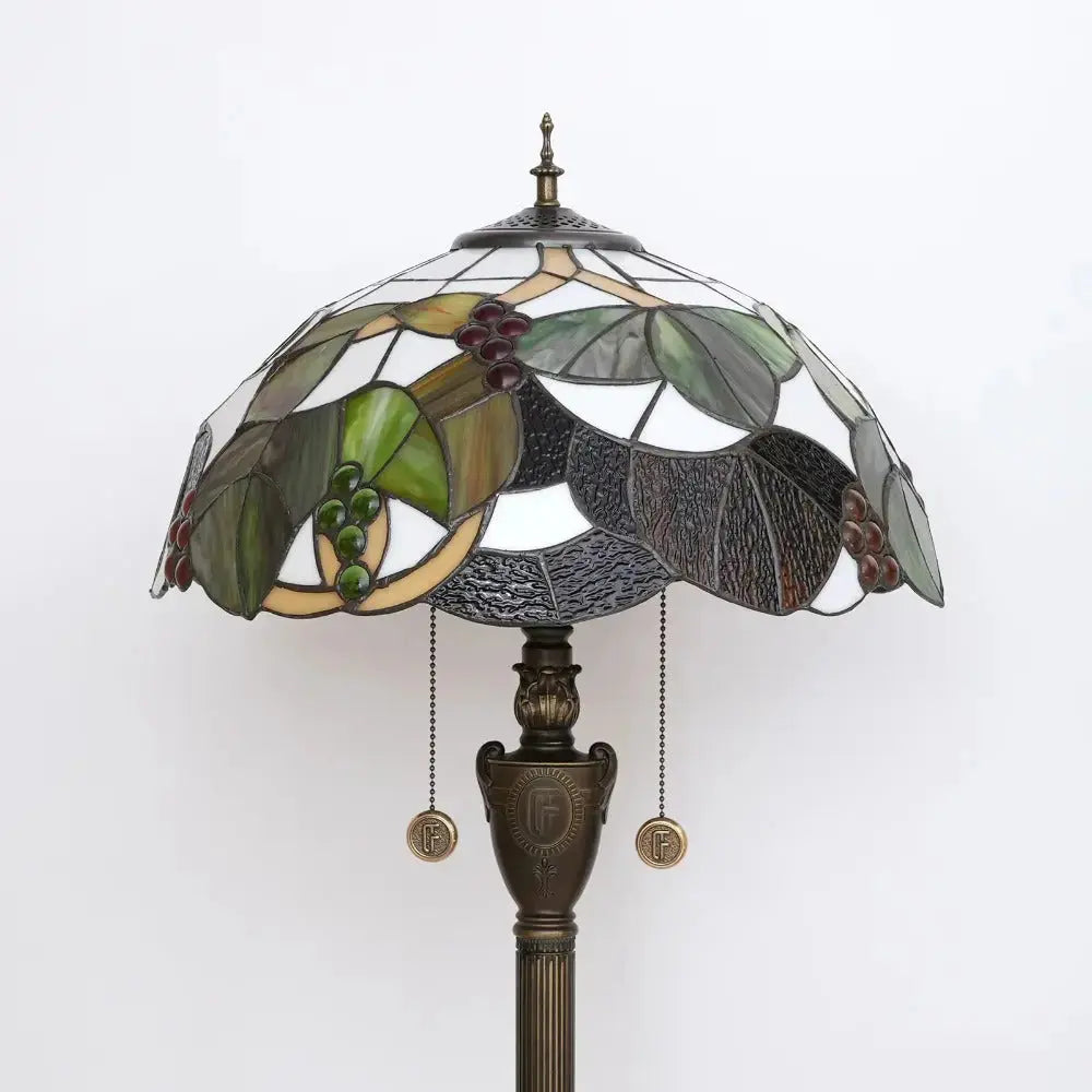 Dia40cm Stained Glass Brown Grape Lampshade Tiffany Floor Lamps for Living Room Classical Tiffany Lamp