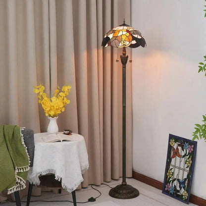 Dia40cm Stained Glass Brown Grape Lampshade Tiffany Floor Lamps for Living Room Classical Tiffany Lamp