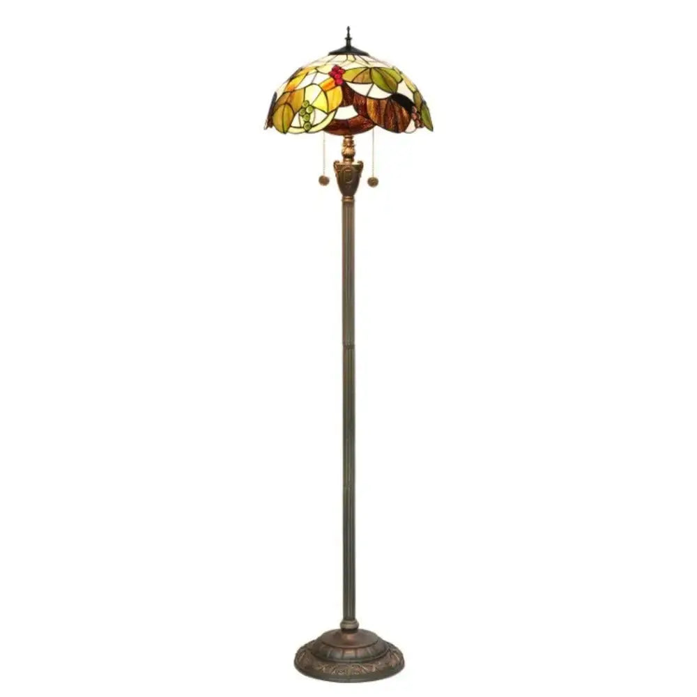 Dia40cm Stained Glass Brown Grape Lampshade Tiffany Floor Lamps for Living Room Classical Tiffany Lamp