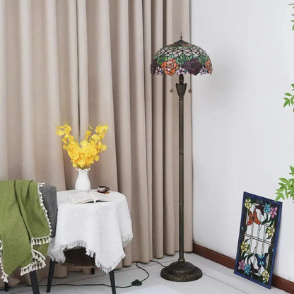 Dia40cm Stained Glass Gorgeous Rose Lampshade Tiffany Style Floor Lamps for Sale Classical Tiffany Lamp