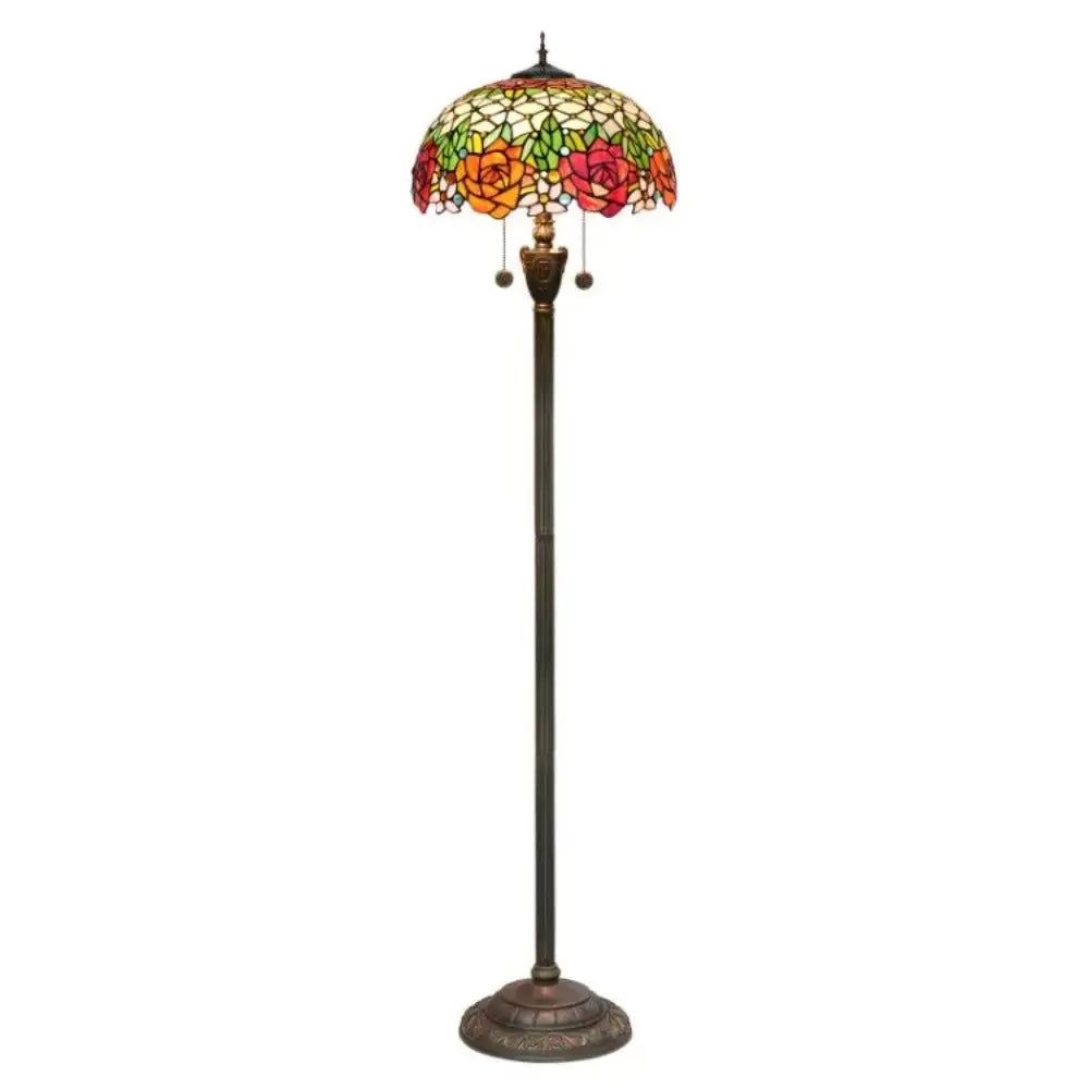 Dia40cm Stained Glass Gorgeous Rose Lampshade Tiffany Style Floor Lamps for Sale Classical Tiffany Lamp