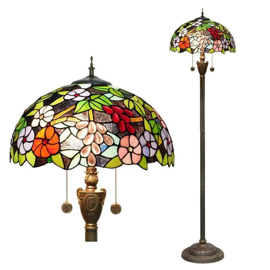 Dia40cm Grape Flower Lampshade Tiffany Stained Glass Floor Lamp Classical Tiffany Lamp