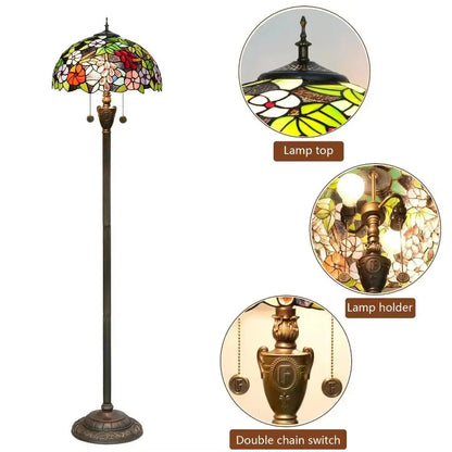 Dia40cm Grape Flower Lampshade Tiffany Stained Glass Floor Lamp Classical Tiffany Lamp