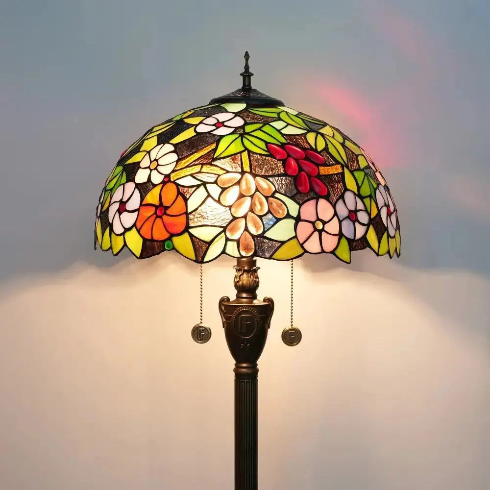 Dia40cm Grape Flower Lampshade Tiffany Stained Glass Floor Lamp Classical Tiffany Lamp