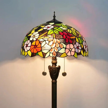 Dia40cm Grape Flower Lampshade Tiffany Stained Glass Floor Lamp Classical Tiffany Lamp