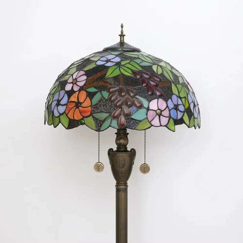 Dia40cm Grape Flower Lampshade Tiffany Stained Glass Floor Lamp Classical Tiffany Lamp