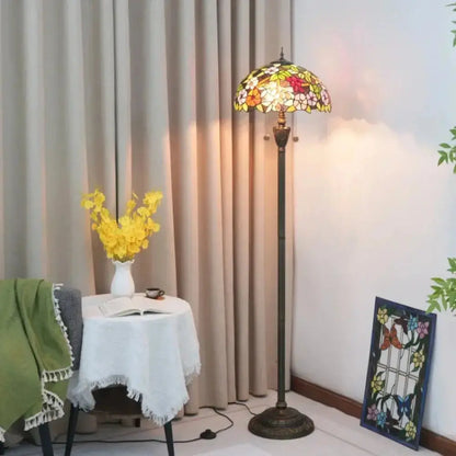 Dia40cm Grape Flower Lampshade Tiffany Stained Glass Floor Lamp Classical Tiffany Lamp