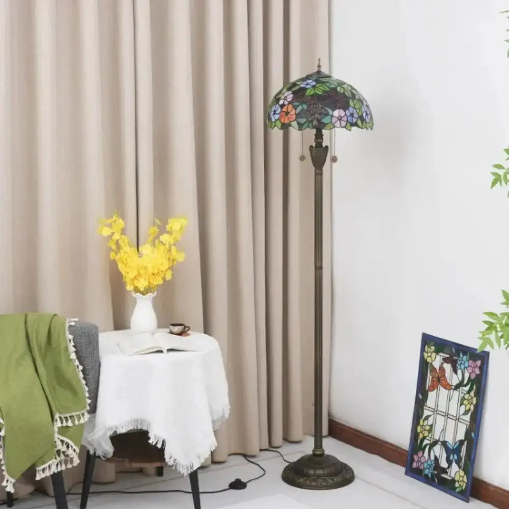 Dia40cm Grape Flower Lampshade Tiffany Stained Glass Floor Lamp Classical Tiffany Lamp