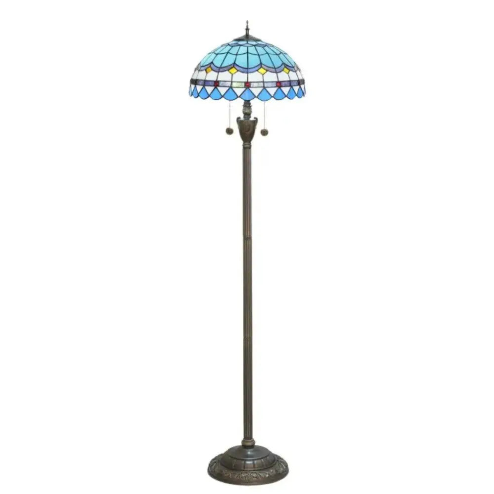 Dia40cm Stained Glass Mediterranean Sea Lampshade Blue Tiffany Floor Lamp Classical Tiffany Lamp