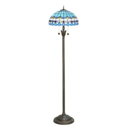 Dia40cm Stained Glass Mediterranean Sea Lampshade Blue Tiffany Floor Lamp Classical Tiffany Lamp