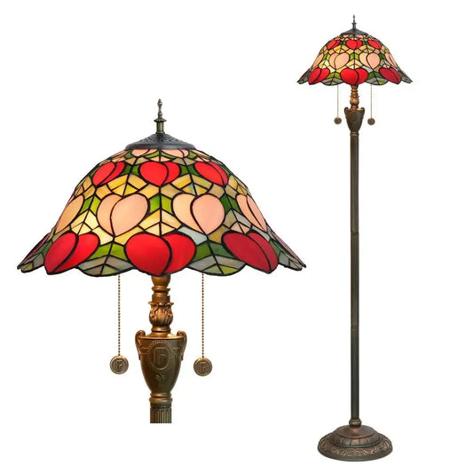 Dia40cm Pink Peach Art Lampshade Tiffany Stained Glass Floor Lamp Classical Tiffany Lamp