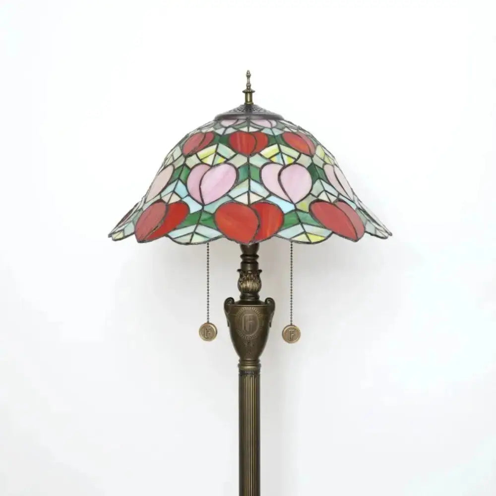 Dia40cm Pink Peach Art Lampshade Tiffany Stained Glass Floor Lamp Classical Tiffany Lamp