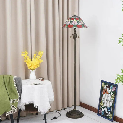 Dia40cm Pink Peach Art Lampshade Tiffany Stained Glass Floor Lamp Classical Tiffany Lamp