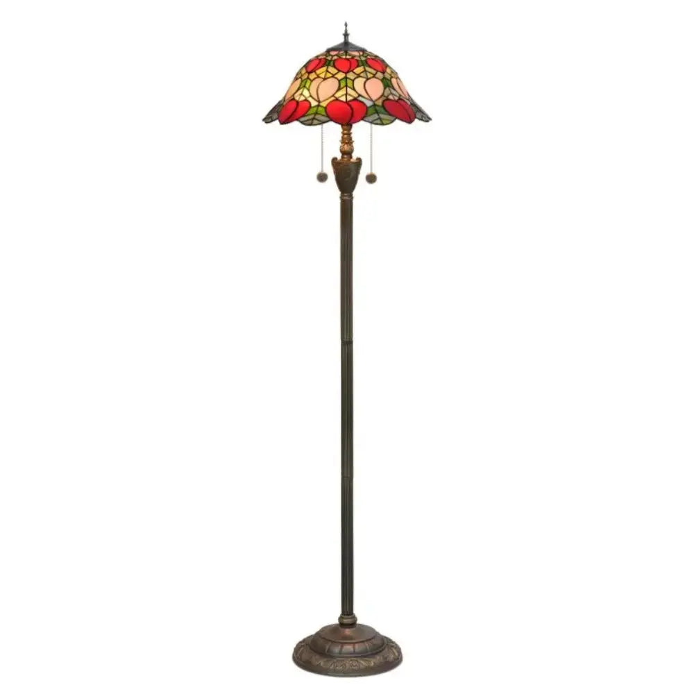 Dia40cm Pink Peach Art Lampshade Tiffany Stained Glass Floor Lamp Classical Tiffany Lamp