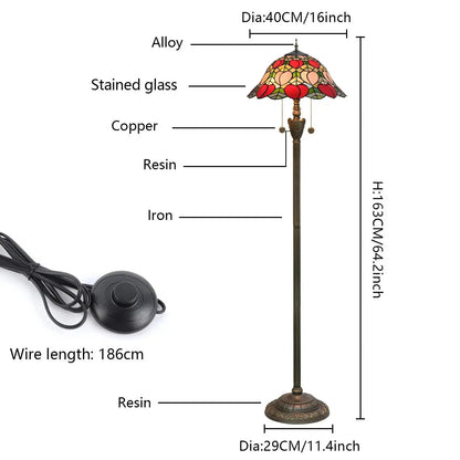 Dia40cm Pink Peach Art Lampshade Tiffany Stained Glass Floor Lamp Classical Tiffany Lamp