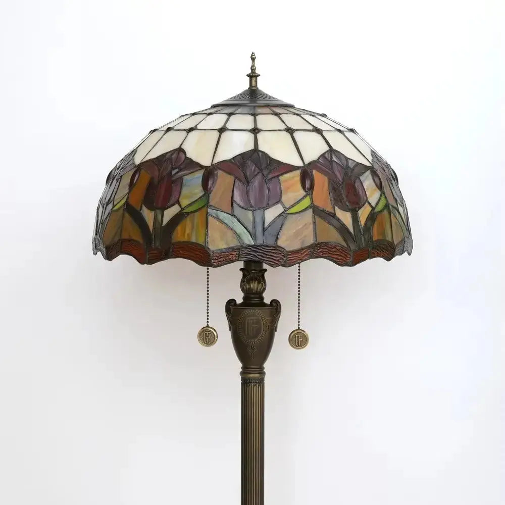 Dia40cm Red Tulip Art Lampshade Tiffany Stained Glass Floor Lamp Classical Tiffany Lamp