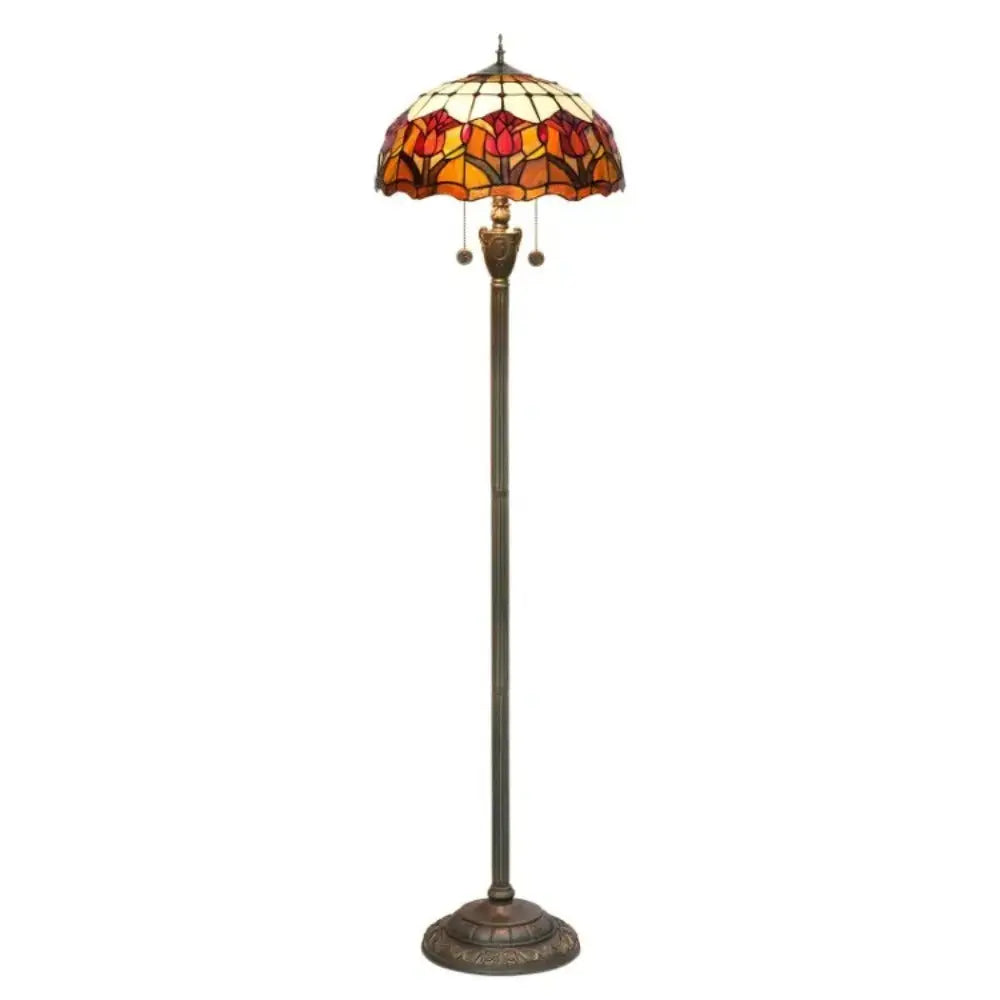 Dia40cm Red Tulip Art Lampshade Tiffany Stained Glass Floor Lamp Classical Tiffany Lamp