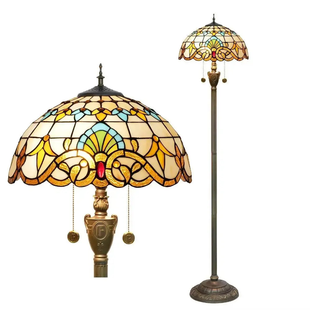 Dia40cm Tiffany Baroque Art Lampshade Stained Glass Floor Lamps for Sale Classical Tiffany Lamp