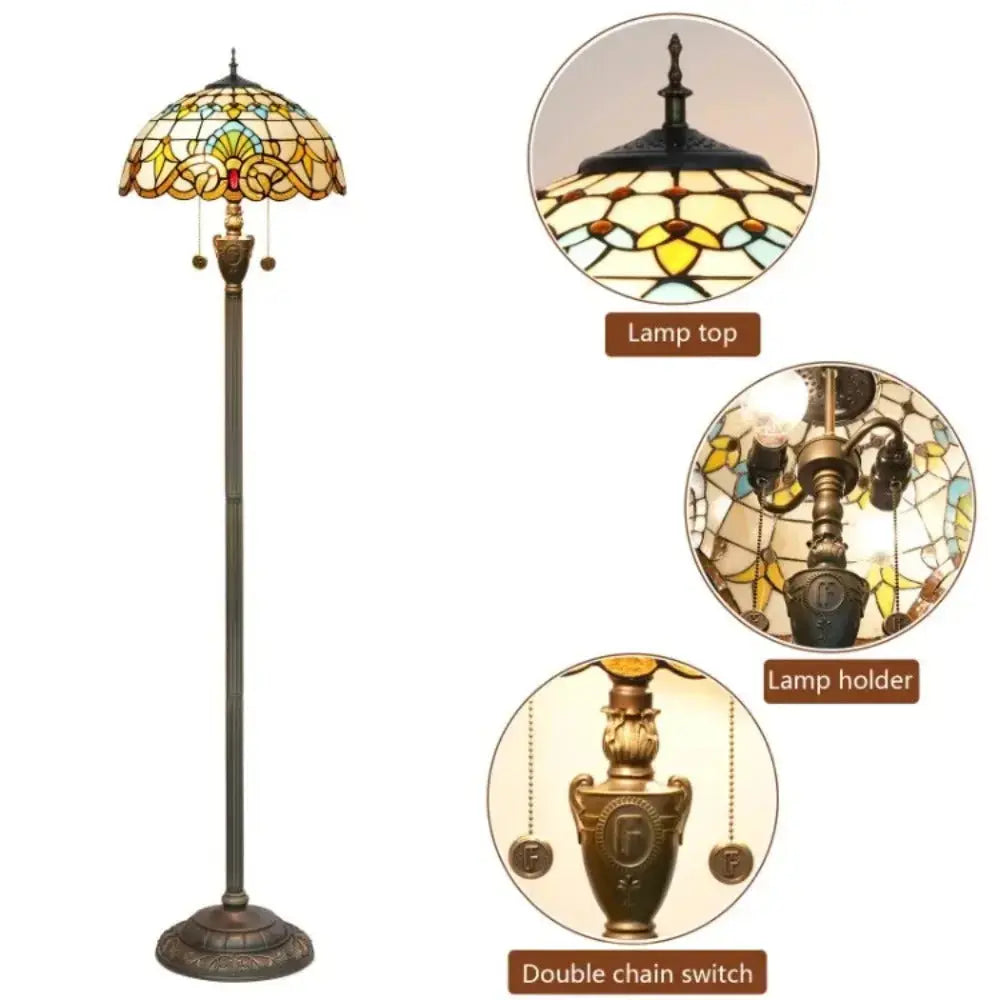 Dia40cm Tiffany Baroque Art Lampshade Stained Glass Floor Lamps for Sale Classical Tiffany Lamp