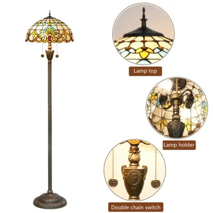 Dia40cm Tiffany Baroque Art Lampshade Stained Glass Floor Lamps for Sale Classical Tiffany Lamp
