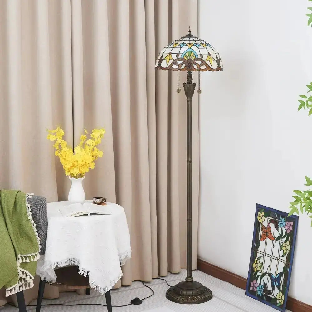 Dia40cm Tiffany Baroque Art Lampshade Stained Glass Floor Lamps for Sale Classical Tiffany Lamp