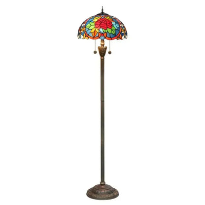 Dia40cm Tiffany Floor Lamps Antique Stained Glass Red Rose Lampshade Vintage Light Classical Tiffany Lamp