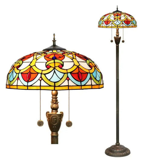 Dia40cm Tiffany Peach Heart Beads Lampshade Stained Glass Floor Lamp Classical Tiffany Lamp