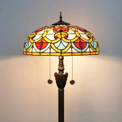 Dia40cm Tiffany Peach Heart Beads Lampshade Stained Glass Floor Lamp Classical Tiffany Lamp