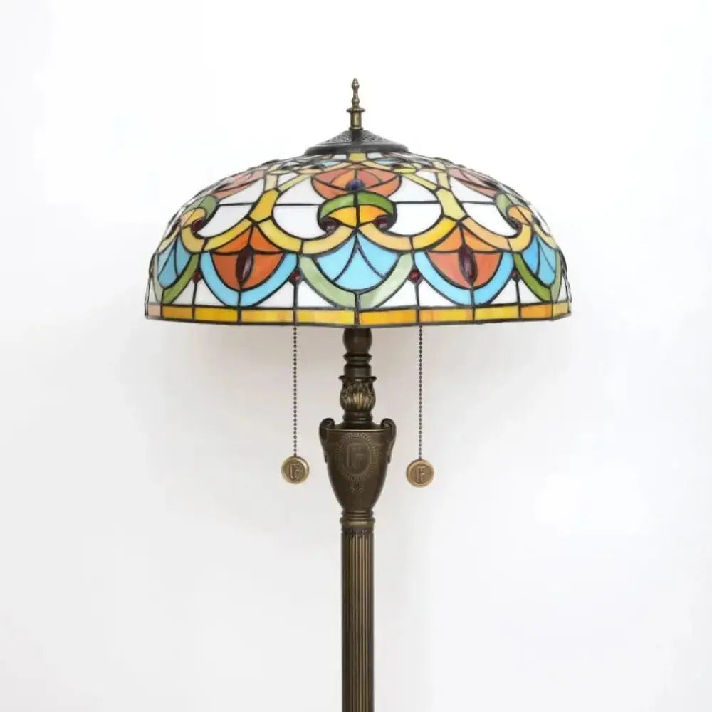 Dia40cm Tiffany Peach Heart Beads Lampshade Stained Glass Floor Lamp Classical Tiffany Lamp