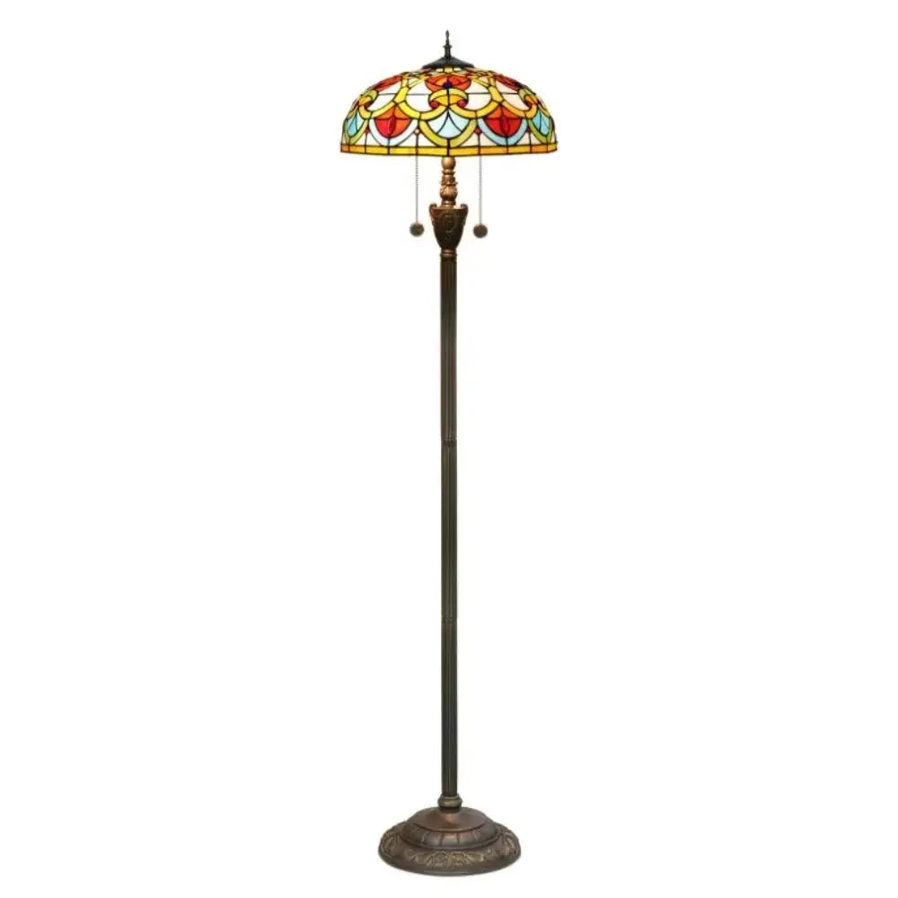 Dia40cm Tiffany Peach Heart Beads Lampshade Stained Glass Floor Lamp Classical Tiffany Lamp