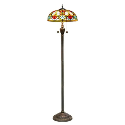 Dia40cm Tiffany Peach Heart Beads Lampshade Stained Glass Floor Lamp Classical Tiffany Lamp